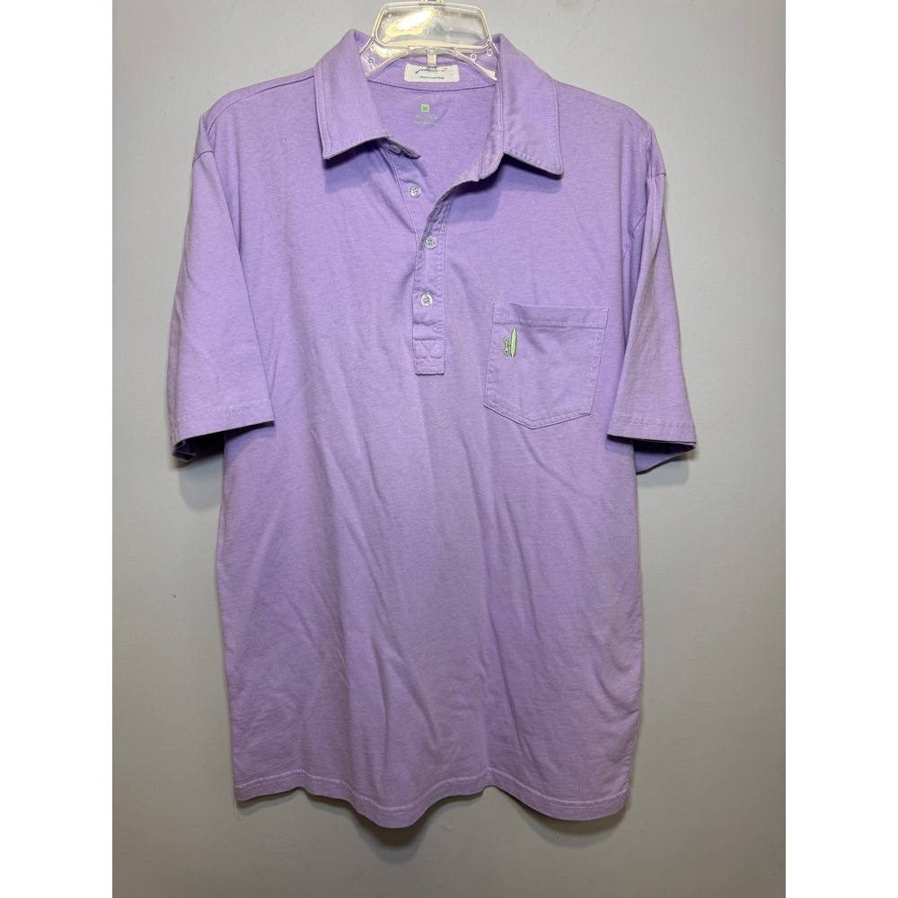 Johnnie-O Mens Purple West Coast Prep Cotton Short Sleeve Pocket‎ Polo Shirt M